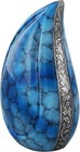 Cremation Urn For Human Ashes  Teardrop Shape Light Blue  Velvet Bag  Large