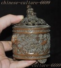 4 collect China Ancient Bronze Fengshui Flowers Bird Beast Incense Burner Censer