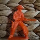 Orange Plastic Cowboy Western Toy Figure Lot Of 4  2 Poses  Ages 4 