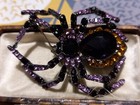 Vintage Style Purple Orange   Black Spider Brooch Very Sparkly Lovely Halloween