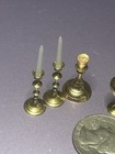 Dollhouse Miniature Brass Vases And Candle Sticks And Candles 1 12 Scale