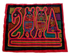 Vtg Kuna Mola Hand Stitch Textile Panel Panama Guna Folk Art Mice Rat Swan Bird