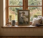Gold Framed Vintage Aesthetic Girl With Sheep Wall Art Rustic Farmhouse Print   