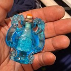 Chinese Blue Glass Snuff Bottle W  Twin Dragon Handles   Orange Stopper