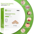 Silicone Adhesive Foam Dressing With Gentle Border 6  x6    10 Packs For Bed    