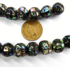 42  Rare Abalone Shell Beads Hand Inlaid  11mm  African Trade  T4221