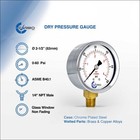 2-1 2  Pressure Gauge - Chrome Plated Steel Case  1 4 npt  Lower Mnt  60 Psi