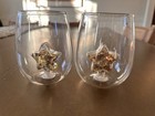 2 Anthropologie Yuletide Stemless Wine Glass Gold Star 1 Is New In Box Sold Out