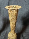 Pair Of Two Vintage Filigree Metal Floral Dry Flower Vase Set Mid Century Modern