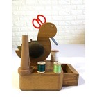 Vtg Wooden Duck Sewing Caddy Folk Art Spool Holder Aunt Lydia Thread Box 10  Mcm