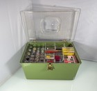 Vintage Wil-hold Wilson Plastic Sewing Box Bobbin Organizer   2 Trays   Contents