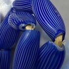 Vintage Maybe Antique Venetian Blue Onion Skin Melon Trade Bead Strand 37 Beads