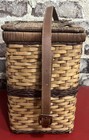 Large Vintage Wicker Picnic Basket Gingham Lined