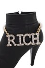 Women Gold Metal Chain Boot Bracelet Rich Shoe Charm Anklet Bling Handmade Pair