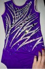 Purple Sleeveless Rhinestone Gymnastics Leotards   Unitards  One Size