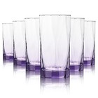  Geometric Shapes Glass Drinking Glasses Set Of 6  13 5 Oz Solid Purple 13 5 Oz