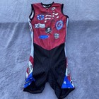 Louis Garneau Tri Suit Mens Small Red Black Apb Multisport Team Front Zip