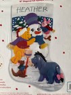 Vtg Bucilla Disney Pooh Piglet Decorating Snowman Felt Christmas Stocking Kit