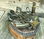 Nautical Navigators  Delight  4 5  Large Brass Sextant In Genuine Leather Box