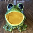 Vintage 1978 Green Ceramic Frog Sponge Holder Retro Big Mouth Soap Dish