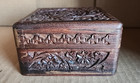 Vintage Hand Carved Wooden Jewelry Trinket Box India Floral Keepsake