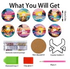 8 Pcs Abstract Moon Diamond Art Coasters Kits  Diamond Painting Coasters With Ho