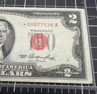 1953  2 Red Seal Star Note - 00077536a - Triple Zero - Low Fancy Serial Number
