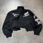 Vintage Fox Riders Co Embroidered Black Racing Bomber Jacket Y2k Moto Streetwear