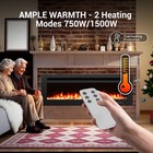 50  Electric Fireplace Insert Wall Mounted Recessed Remote 12 Flame Colors 1500w