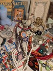 Estate Vintage Jewelry Junk Drawer Lot  Avon Japan Brooch Figurines 75  Pieces 