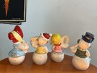 Vintage Rare Set Of 4 Japan Ucagco Noel  Snowman Salt   Pepper Shakers Christmas