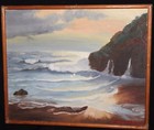 Antique Seascape Landscape Oil Painting Signed
