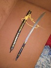 Vietnam War Sword Bamboo Handle And Scabbard Wave  Copper  Tick Marks