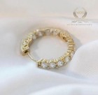 Moissanite Inside Outside Hoop Earrings 2 60 Ct Round Cut Solid 14k Yellow Gold