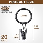Teenitor 20 Pack Black Curtain Rings With Clips  Curtain Hooks Curtain Clips