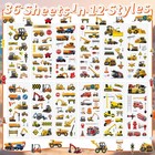 36 Sheets 3d Construction Stickers For Kids Bulk Puffy Truck Stickers - Excav   