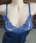 Vtg Mel-lin Nylon Mega Lace Blue Bridal Camisole Slip Top Sz L Bust 40 