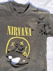 Ultra Rare 1992 Vintage Nirvana Distressed Black Smiley Band T-shirt