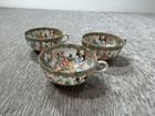 Antique Rose Medallion Chinese Export Cups 3 Eggshell Thin Painted 19th Century