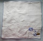 Bridal Wedding Hankie Blue Embroidered Flowers Nwt Cotton Nos Vintage