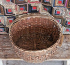 Round Antique Woven Splint Basket With Curls - Found In Shipshewana