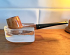 Vintage Blenko Art Glass Cigar pipe Ashtray Holder Mcm Approx 3x2x1    Heavy Clear