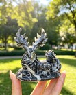 Hand Carved Fossil Deer Figurine natural White Stone Animal Statue Decor 1pc