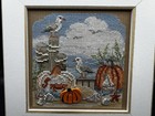Mill Hill Fall Beach Completed Cross Stitch Mh14-2225 Seagulls Pumpkins