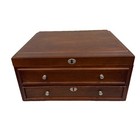 Vintage 2-drawer Felt Lined Coin Wooden Cabinet  Storage