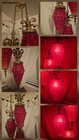 Rare Hollywood Regency mcm Triple-pendant Ruby Red Starburst Glass Swag Lamp  70