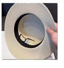 Women Pearl Straw Sun Hat French Flat Top Beach Summer Wide Brim Shade Cap