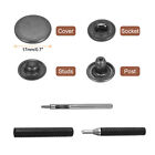25set Leather Snap Fasteners Kit 17mm Metal Snaps With 3 Setter Tools Gun-black