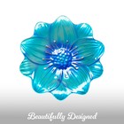 G128 Hanging Glass Blue Flower Bird Bath Bird Feeder 10 In For Garden Decoration
