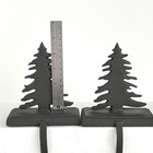 2 Pine Tree Shaped Christmas Stocking Hangers Metal Cast Iron Rustic Cottage